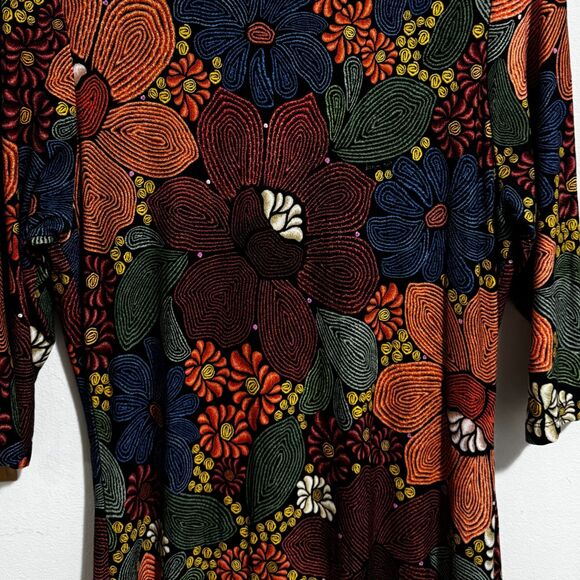 Farm Rio Floral Midi Dress Large Stitched Boho Fall Wedding Guest Worn Once - Picture 10 of 15